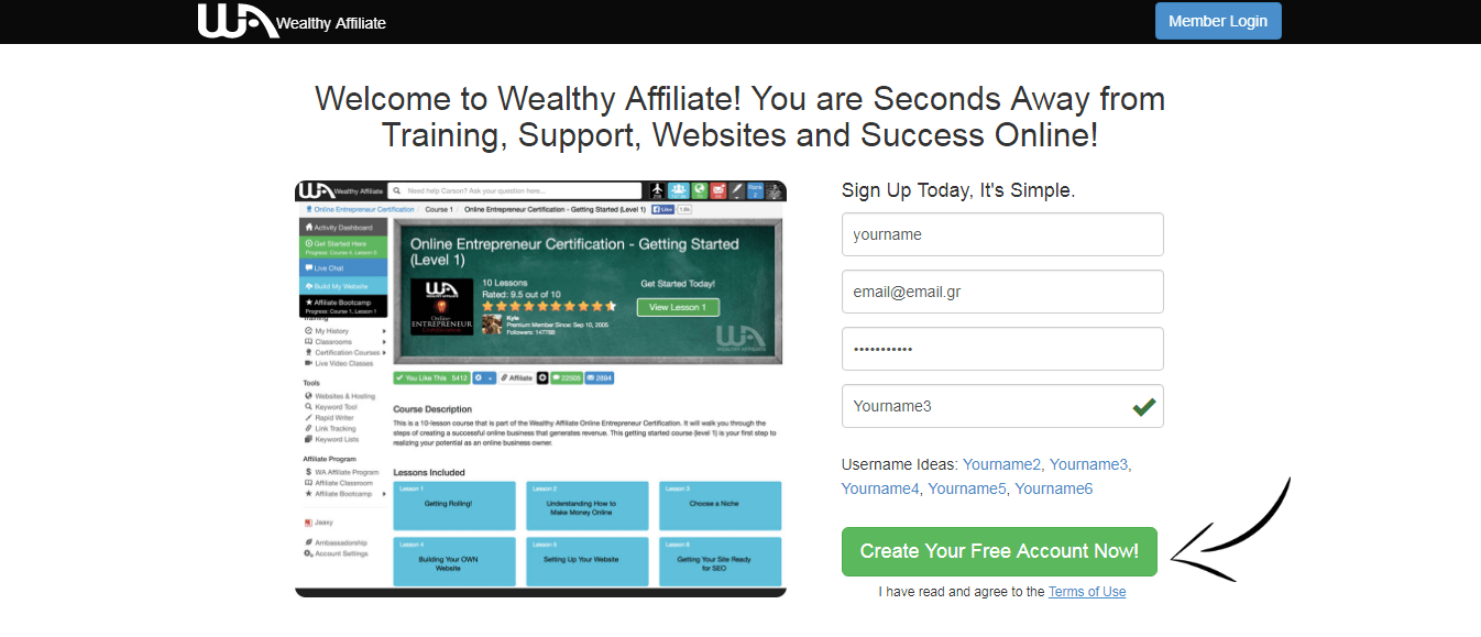 create your free account