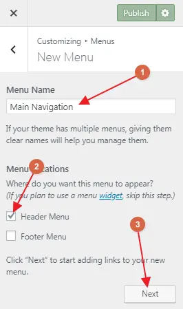 Creating a WordPress header menu
