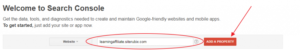 Add website to Google search console