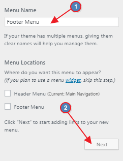 Create a footer menu