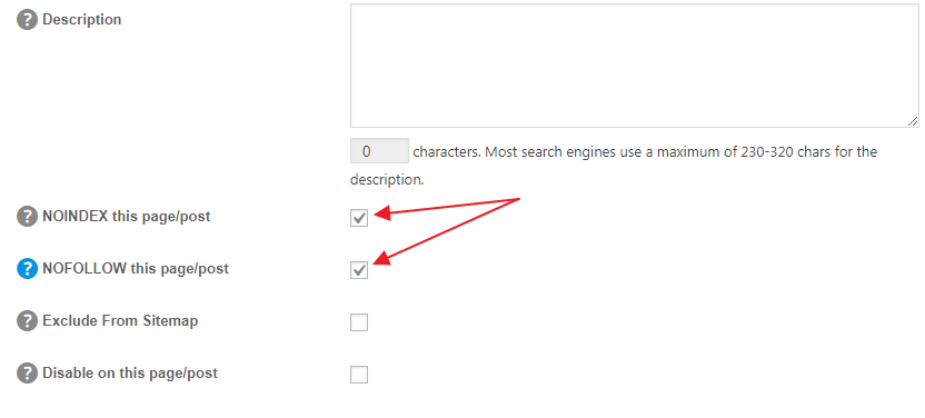 WordPress NOINDEX + NOFOLLOW