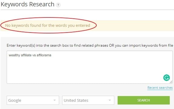 Affilorama Keyword Research Sample