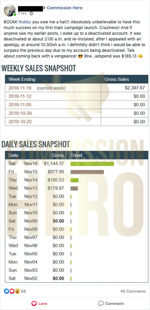 Commission Hero Success Story 5