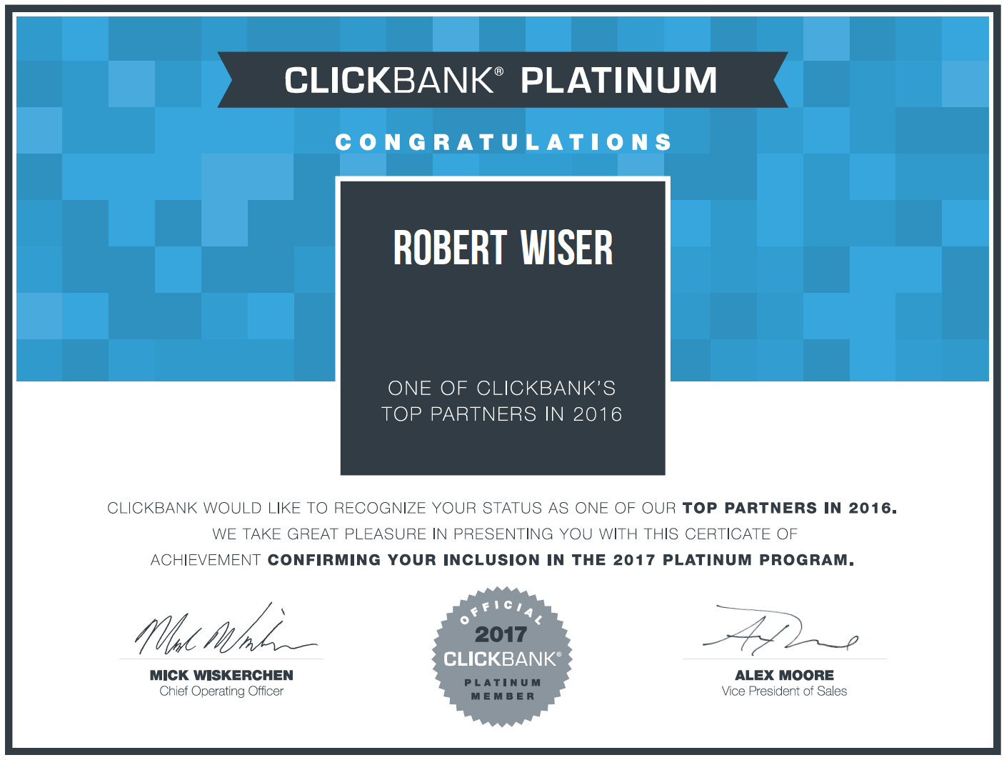 Passive Income Breakthrough Rob Wiser ClickBank Platinum Earner