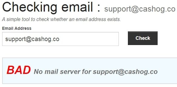 CashOG Fake Email Address