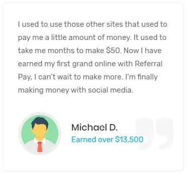Referral Pay Fake Testimonial 1