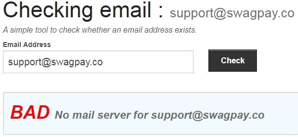 SwagPay Fake Email Address
