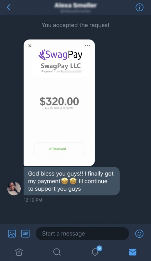 SwagPay Fake Payment Proof 1