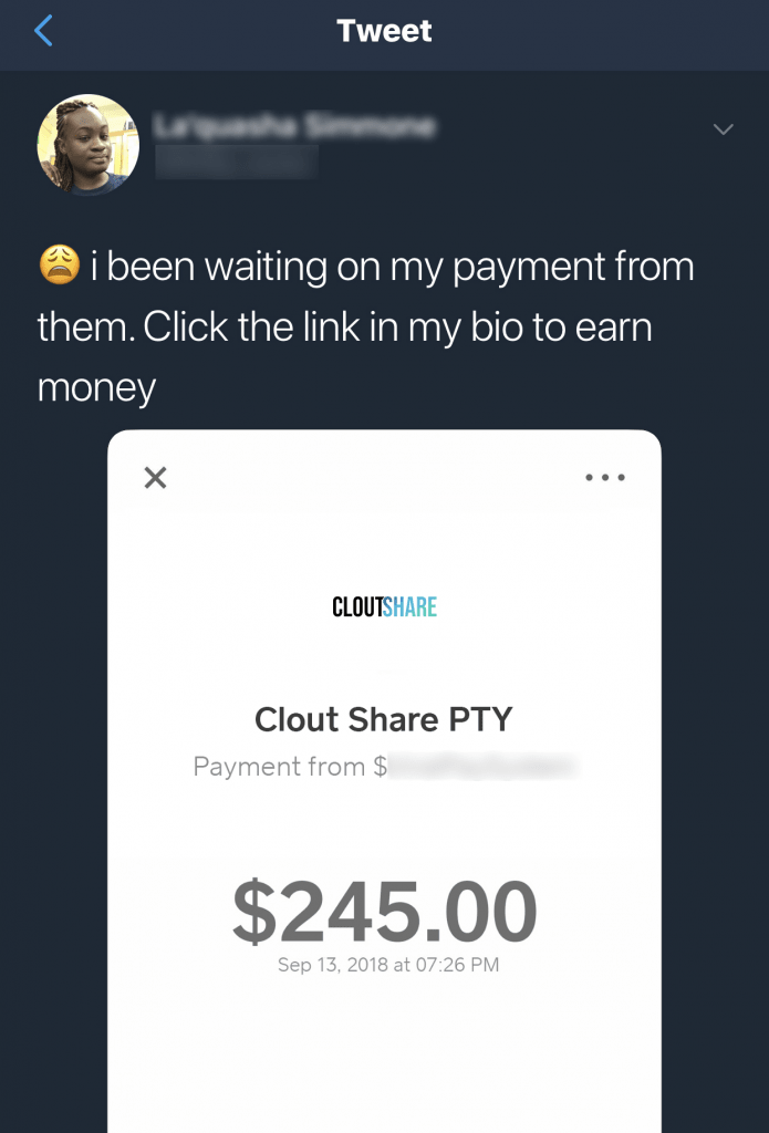 CloutShare Fake Payment Proof 2