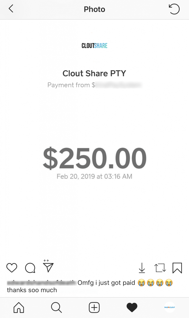 CloutShare Fake Payment Proof 4