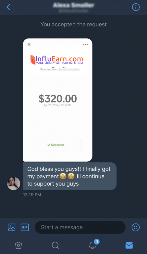 InfluEarn Fake Payment Proof 1