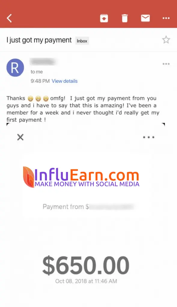 InfluEarn Fake Payment Proof 5