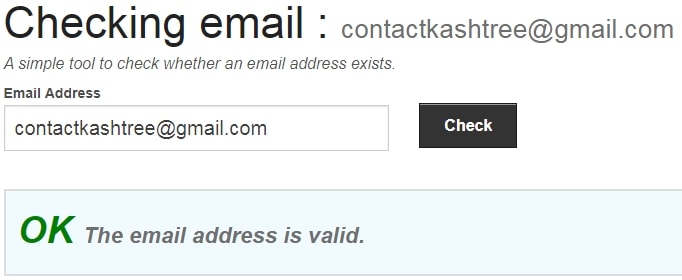KashTree Valid Email Address