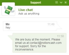 Notion Cash Fake Live Chat