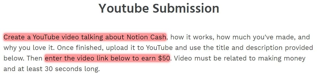 Notion Cash YouTube Submission