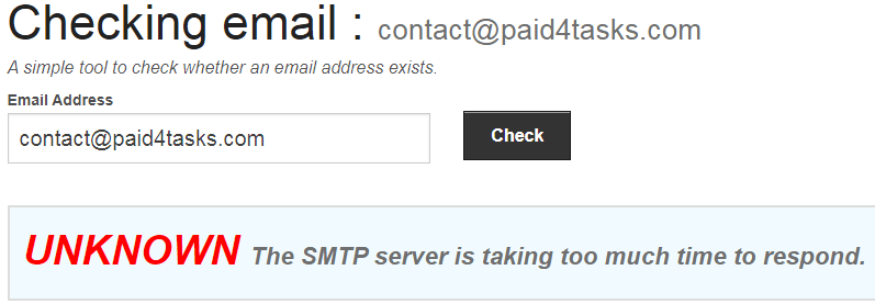 Paid4Tasks Fake Email Address 1