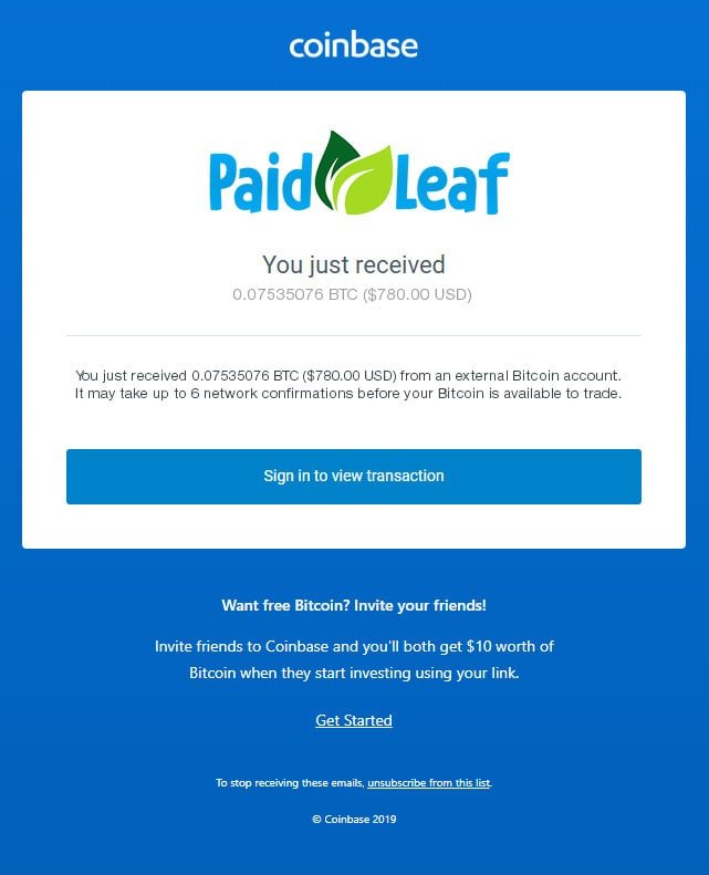 PaidLeaf Fake Payment Proof 1