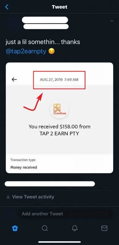Tap2Earn Fake Payment Proof 3