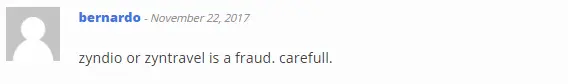 ZynTravel - Zyndio Negative Testimonial 5