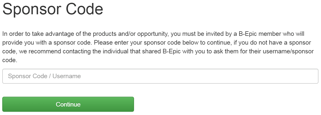 B-Epic Sponsor Name or Code