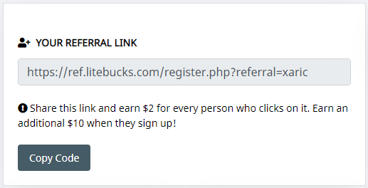 LiteBucks Unique Referral Link