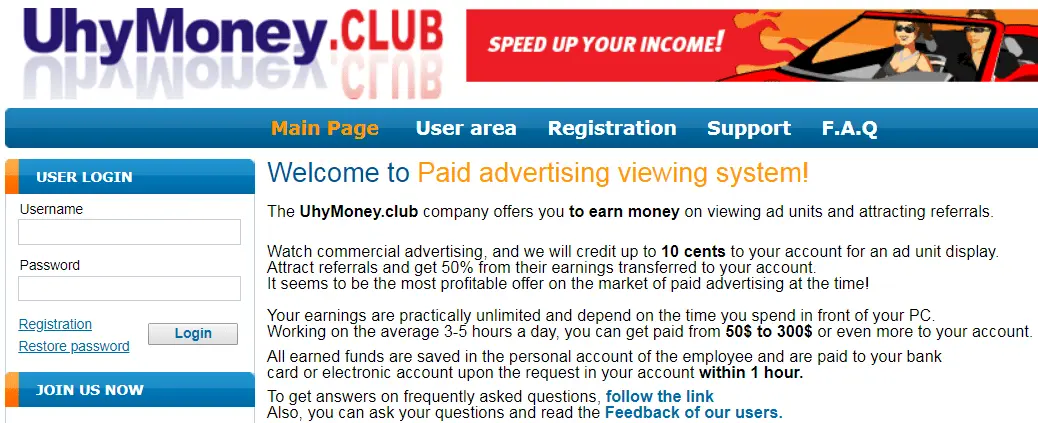 UhyMoney.club Identical Scam
