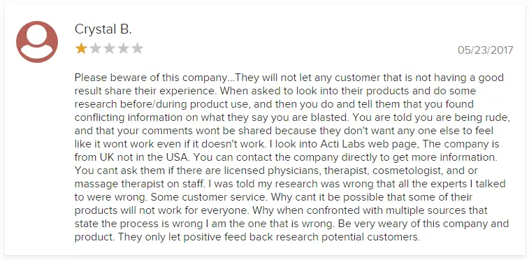 Acti-Labs BBB Complaint 2
