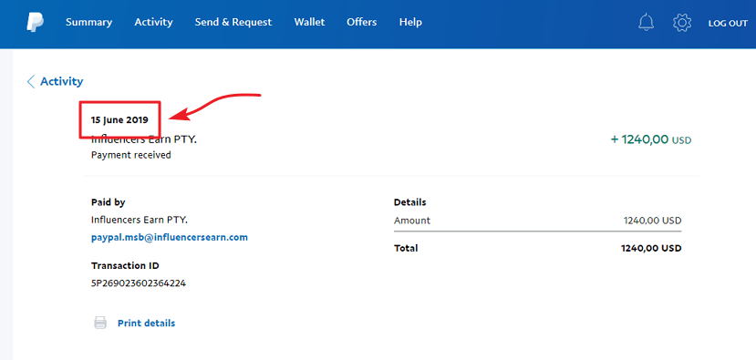 InfluencersEarn.com Payment Proof 1