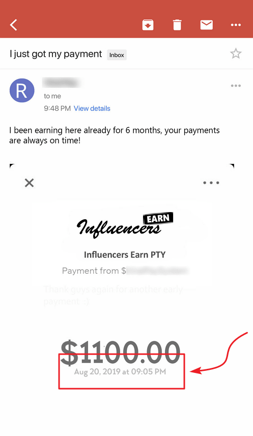 InfluencersEarn.com Payment Proof 3