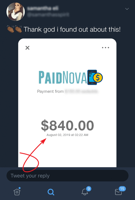 PaidNova.com Fake Payment Proof 2
