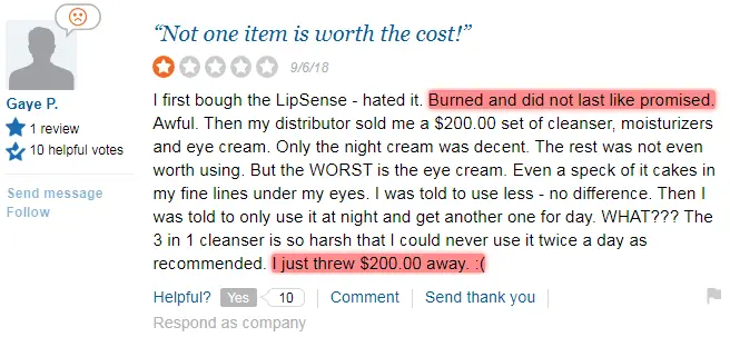 SeneGence SiteJabber Complaint 3