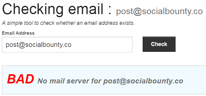 SocialBounty.co Fake Email Address