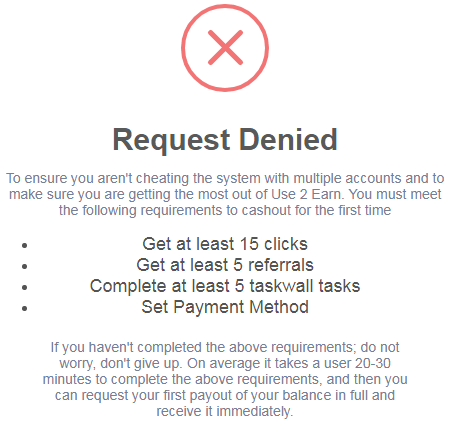 Use2Earn.co Cashout Requirements