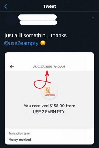 Use2Earn.co Fake Payment Proof 2