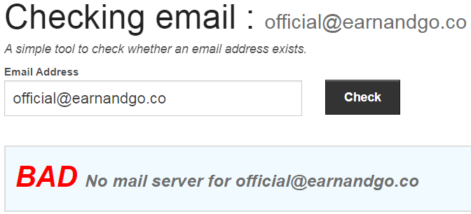EarnAndGo.co Fake Email Address 1