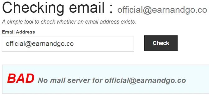 EarnAndGo.co Fake Email Address 1