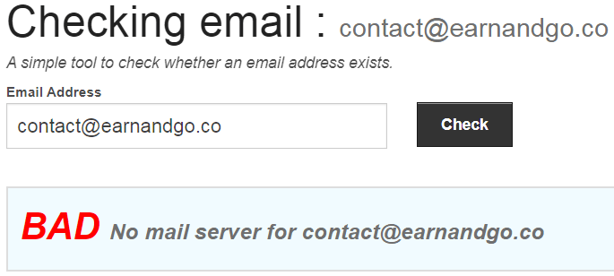 EarnAndGo.co Fake Email Address 2