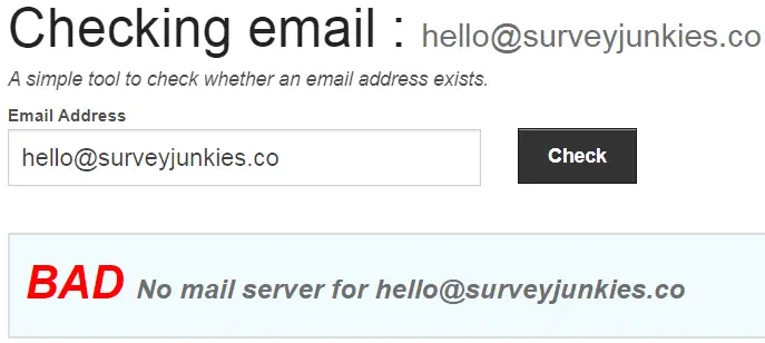 SurveyJunkies.co Fake Email Address