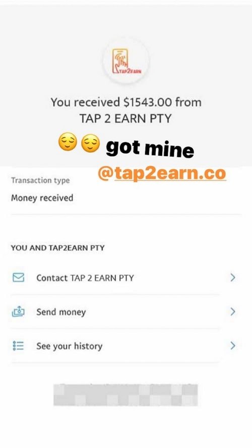 Tap2Earn Original Payment Proof