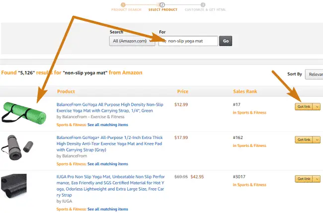 Amazon Associates Select Product to Promote