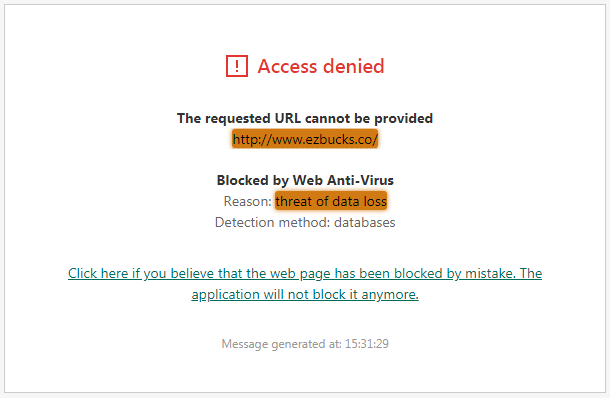 EZBucks.co Antivirus Alert