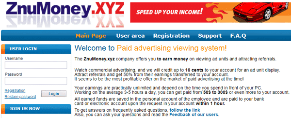 ZnuMoney.xyz Identical Scam