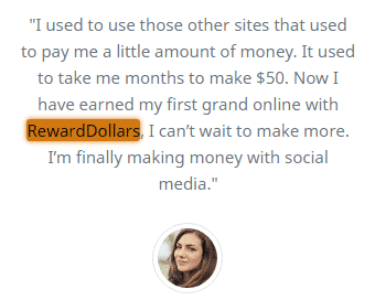 RewardDollars.co Fake Testimonial 2