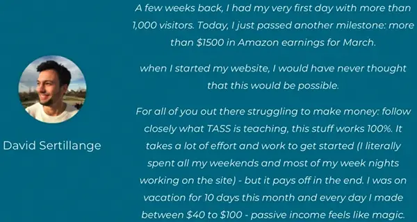 The Authority Site System Testimonial 3