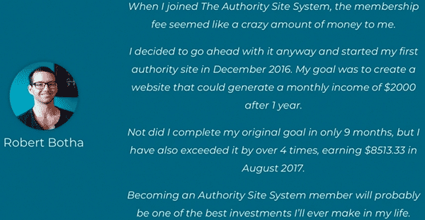 The Authority Site System Testimonial 4