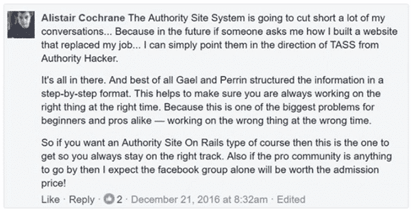 The Authority Site System Testimonial 5