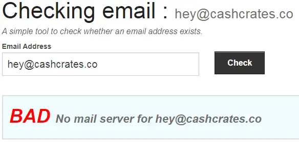 CashCrates.co Fake Email Address