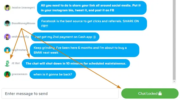 ShareToEarn.co Fake Live Chat