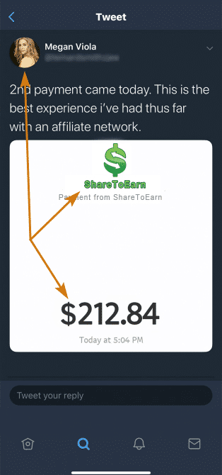 ShareToEarn.co Fake Payment Proof