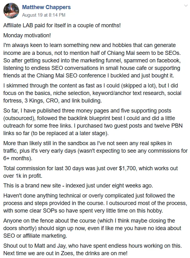 The Affiliate Lab Success Story 6